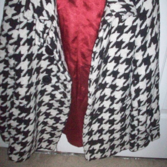 Express Tweed Wool Blend Medium, Black  White Pea Coat Preppy Academia Lined - Picture 6 of 16